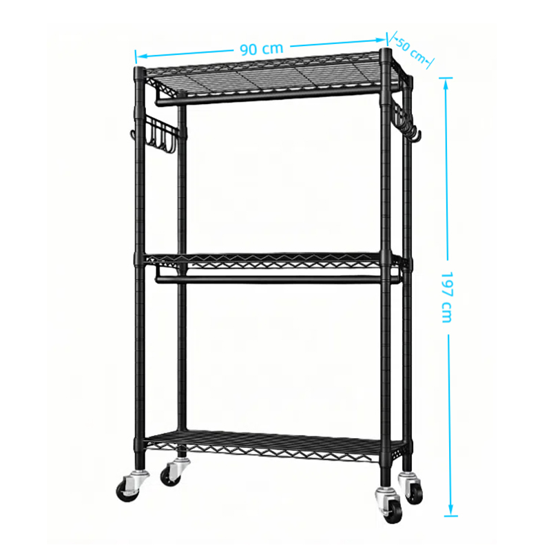 Wire Shelves Rolling Clothes Rack Wire Shelves Rolling Clothes Rack