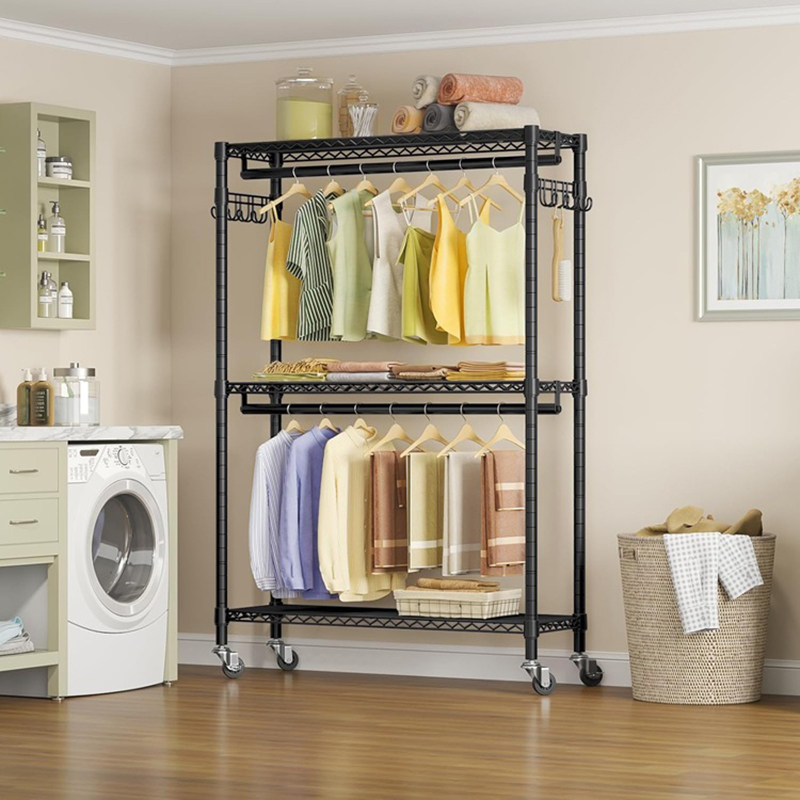 Wire Shelves Rolling Clothes Rack Wire Shelves Rolling Clothes Rack