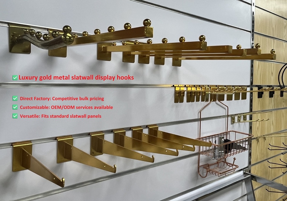 Luxury Gold Slatwall Hooks Direct Factory OEM+++ Luxury Gold Slatwall Hooks Direct Factory OEM+++
