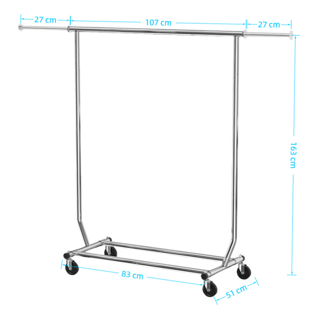Clothes Rack with Extendable Rod on Wheels