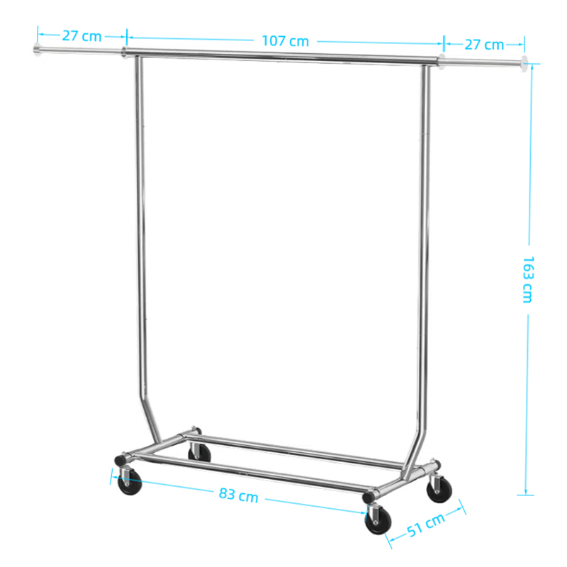Clothes Rack with Extendable Rod on Wheels