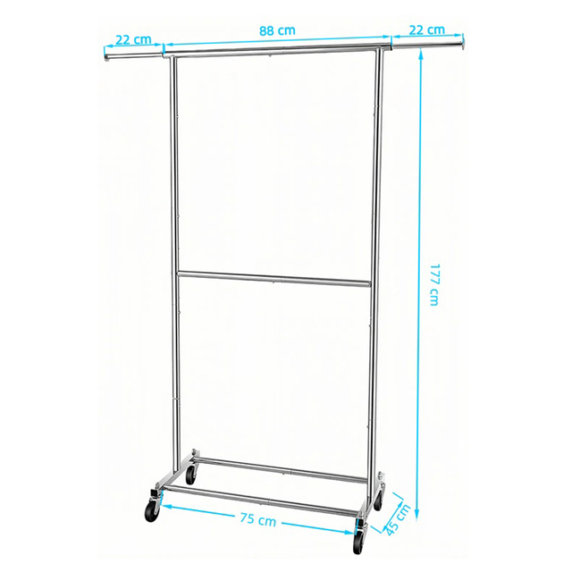 Double Rods Rolling Garment Rack