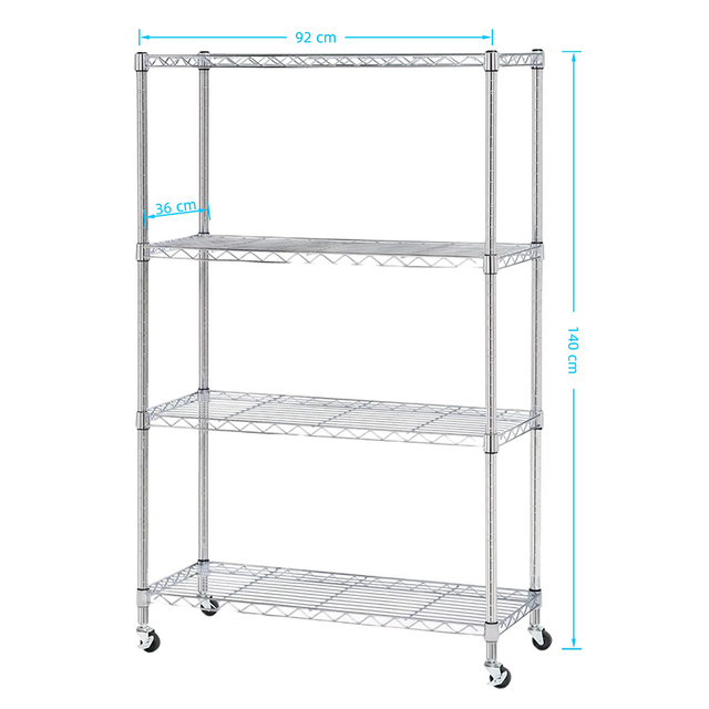 4 Shelves Rolling Storage Rack