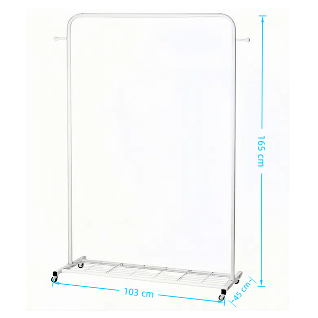 Single Rod Rolling Garment Rack White