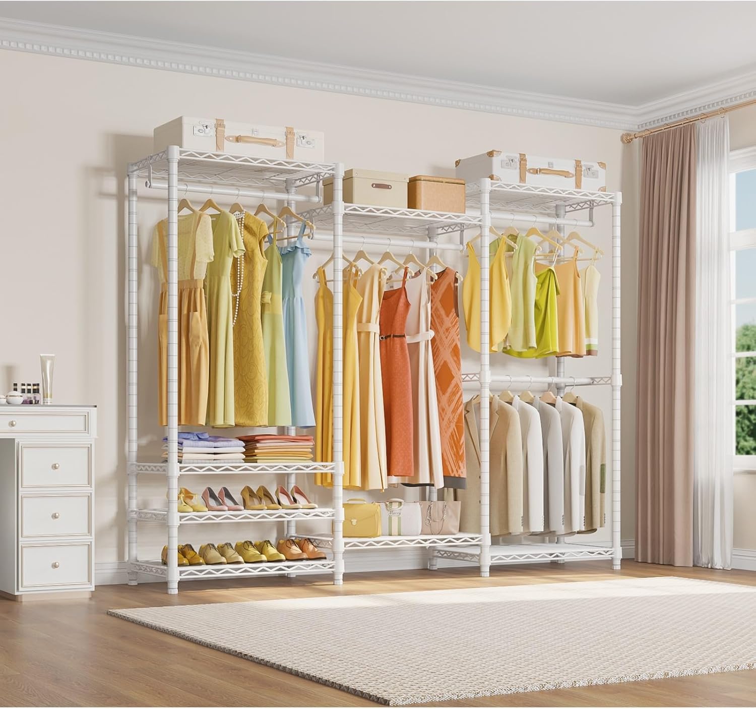 white garment clothing rack