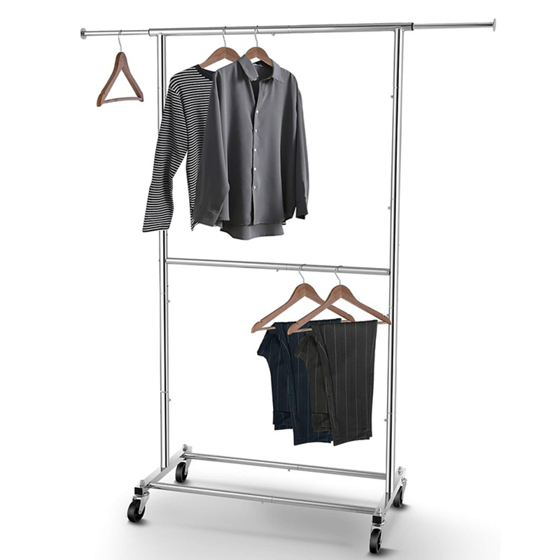 Double Rods Rolling Garment Rack