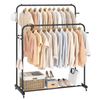 Double Rods with Bottom Shelf Clothes Rack