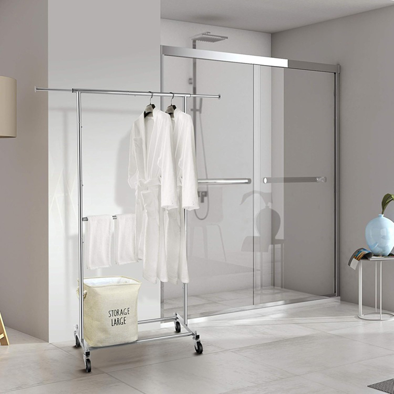 Discount Double Rods Rolling Garment Rack, Sturdy Clothing Racks For ...