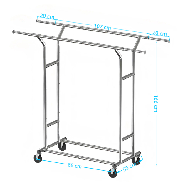 Double Rods Rolling Garment Rod