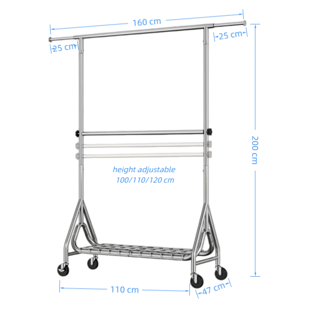 Heavy Duty Double Rod Clothing Rack