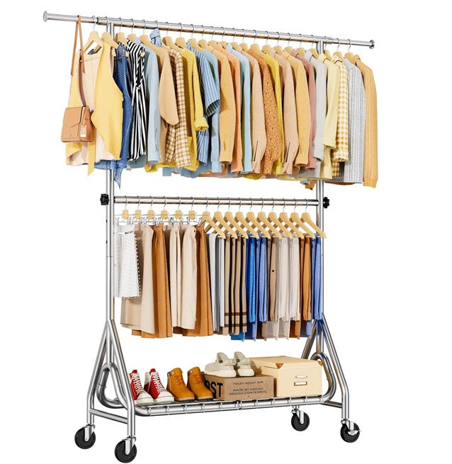 Heavy Duty Double Rod Clothing Rack