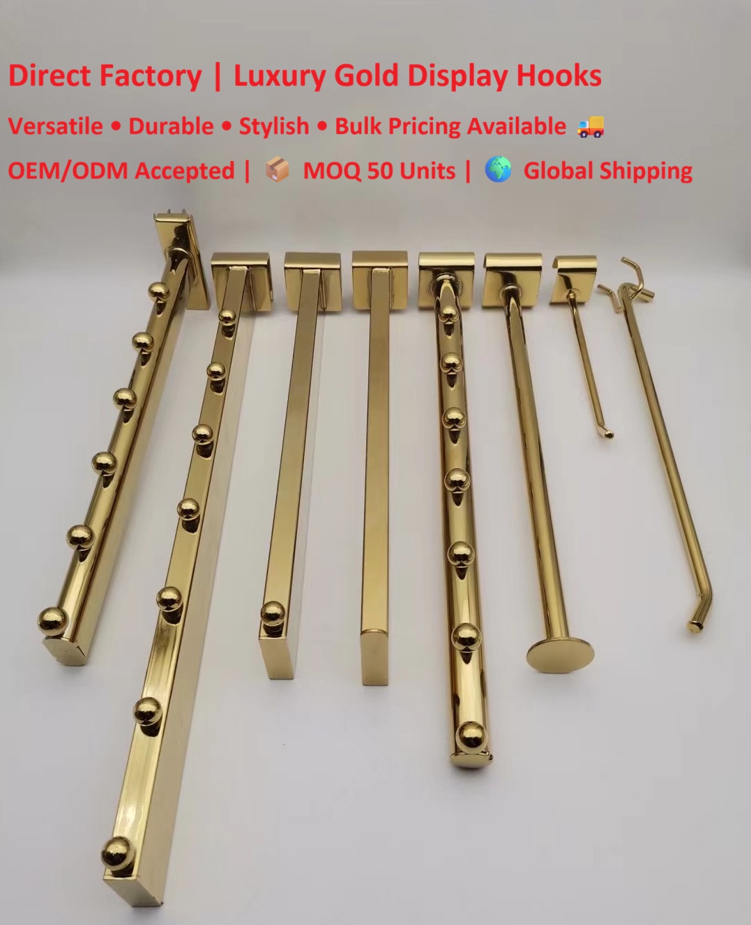 Luxury gold metal display hooks for slatwall and retail store fixtures - direct factory wholesale.jpg