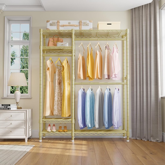 heavy duty clothing racks with bottom shoes shelves (4)