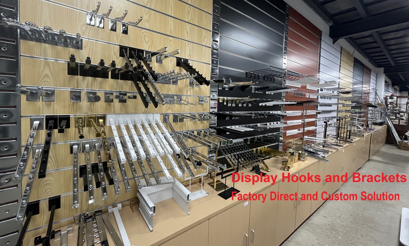 retail fixtures of display hooks and brackets ++