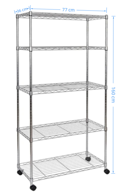 Classics 5-Tier Wire Shelving with Wheels 