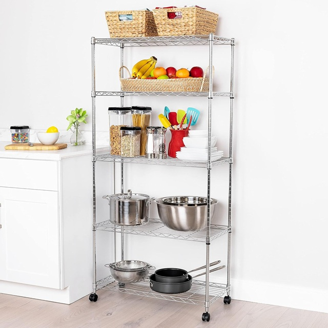 Classics 5-Tier Wire Shelving with Wheels 