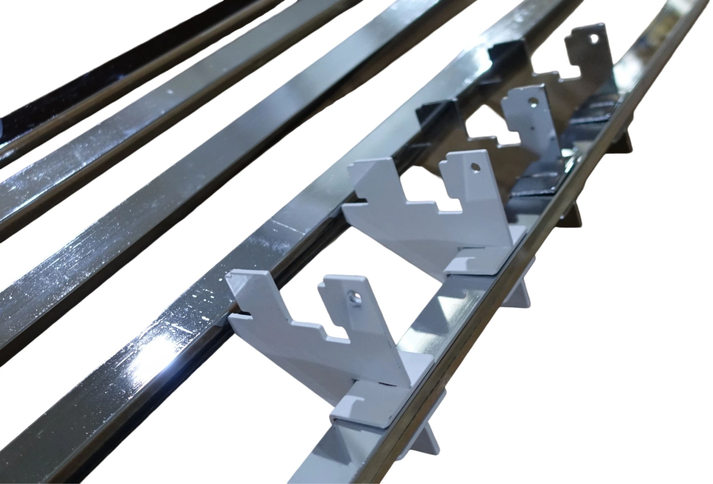 Chrome square tube with bracket for retail display fixtures
